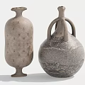 Artistic Handcrafted Ceramic Vessels With Intricate Carved Patterns Slender Body And Round Handles