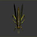 Modern grasshopper insect cartoon locust 3d model