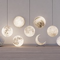 Modern lamps and lanterns combination moon lamp moon lamp landscape lamp atmosphere lamp luminous round lamp moon decoration 3d model