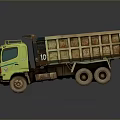Yellow Dump Truck with Rusty Bed and Number 10 on Cab