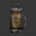 Vintage Wooden Jug With Metal Lid And Distressed Texture For Home Decoration