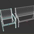 Outdoor Furniture Chair And Bench Set With Woven Fabric Seats And Black Metal Frames