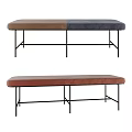 Modern Public Bench with Two Tone Brown Navy and Solid Color Seats Black Metal Frame