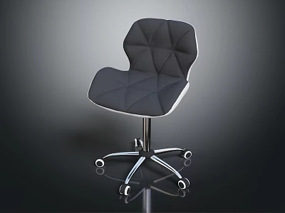 Modern Office Chair With Diamond Stitched Upholstery And Chrome Base With Swivel Wheels 3d model