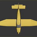 Yellow Passenger Plane Model With Single Engine Wings Tail And Dark Background Reflection 3d model