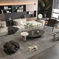 Sofa Coffee Table Combination Sofa Coffee Table Multi-person Sofa Living Room 3d model