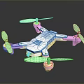 Colorful Quadcopter Drone With Gray Body And Pink Green Propellers Design