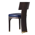 Elegant Modern Dining Chairs With Dark Wooden Frame And Blue Leather Upholstered Seat Back