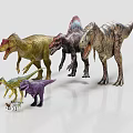 Colorful Dinosaur Toy Figures With Various Species And Different Sizes On