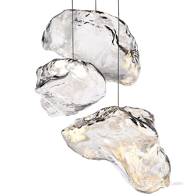 Elegant Modern Crystal Chandelier With Unique Irregular Transparent Shape Design 3d model 