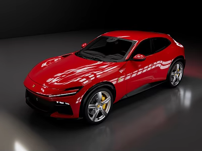 Red Sports Car With Modern Sleek Body And Shiny Exterior Design 3d model