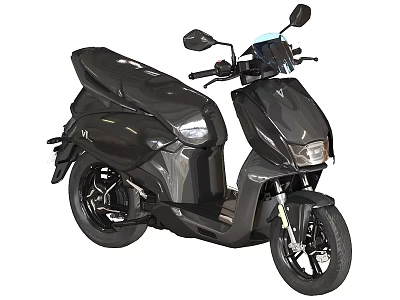 Black Modern Scooter With Sleek Body Headlight Mirrors And Comfortable Seat 3d model