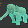 Handmade Wooden Elephant Doll with Carved Details and Smooth Surface 3d model