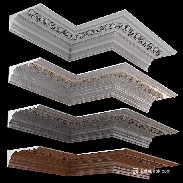 Decorative Corner Molding Components With Ornate Patterns And Color Variations For Interior Design 3d model 