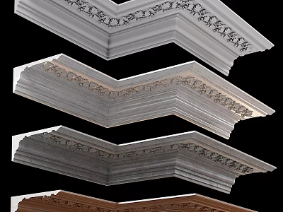 Decorative Corner Molding Components With Ornate Patterns And Color Variations For Interior Design 3d model