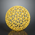 Yellow Intricate Hollow Sphere With Geometric Design And Modern Artistic Structure