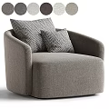 Comfortable Modern Beige Upholstered Single Sofa With Gray Herringbone Pillows 3d model