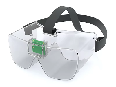 Protective Safety Goggles With Transparent Lens Black Strap And Green Adjustment 3d model