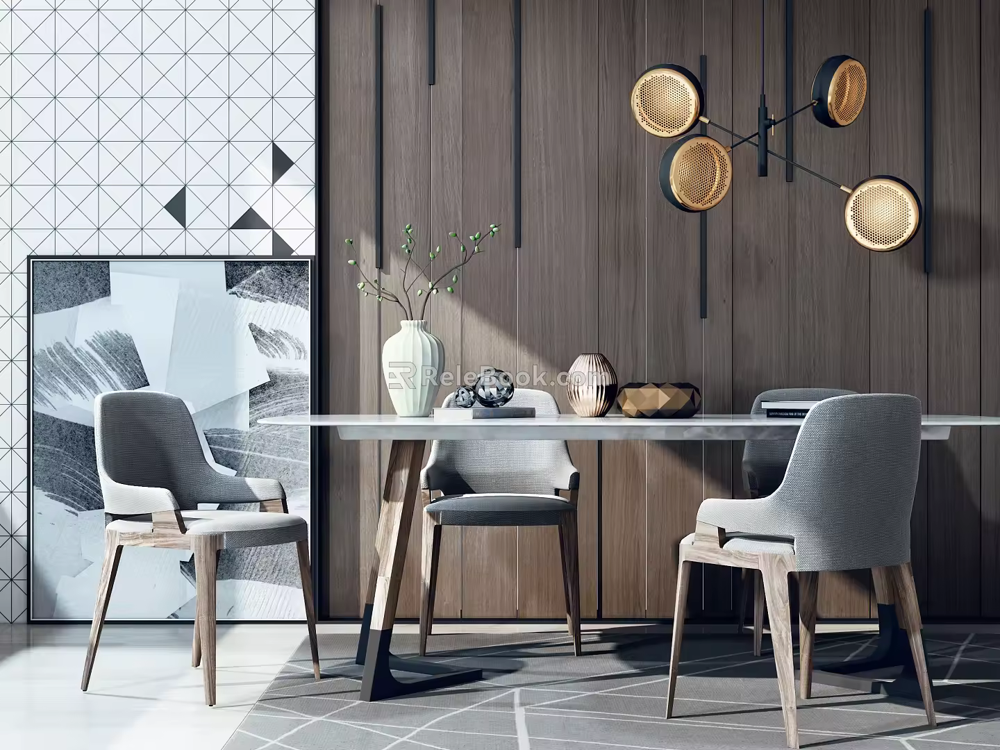 Modern Dining Table Chair Combination Dining Table Chair 3d model