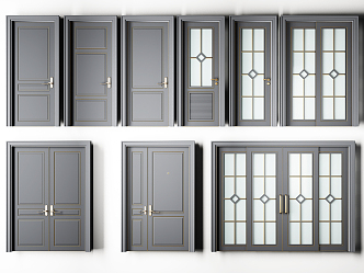 Modern Flat Door Solid Wood Lacquer Room Door Mother Door sliding door 3d model