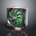 Efficient CPU Cooler For Household Use With Green Fan And Copper Heat Sinks