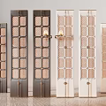 Contemporary Room Divider Screens With Geometric Grid Patterns And Wall Sconces 3d model