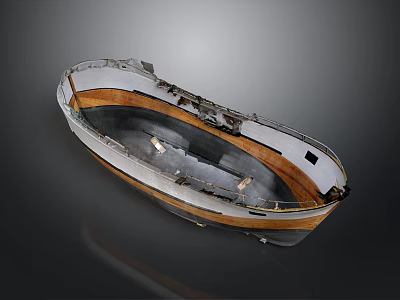 Vintage Boat Model With White Brown Exterior And Detailed Interior Structure 3d model