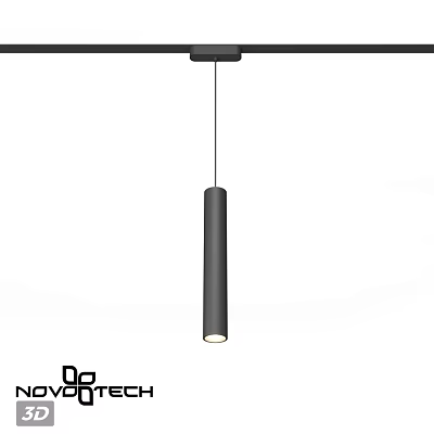 Modern Minimalist Pendant Light With Sleek Cylindrical Black Metal Design for Contemporary Interiors 3d model