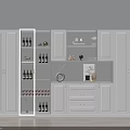 White Modern Wine Cabinet With Storage Display Shelves Wine Bottles Decorative Items