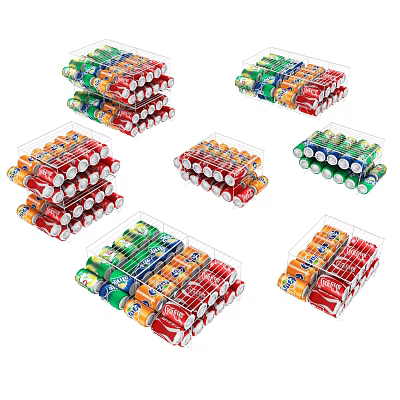Variety Of Assorted Flavor Beverage Cans In Clear Stacked Packaging 3d model Variety Of Assorted Flavor Beverage Cans In Clear Stacked Packaging 3d model