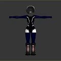 3D Character Model In Blue White Outfit With Helmet Ski Boots Arms Outstretched