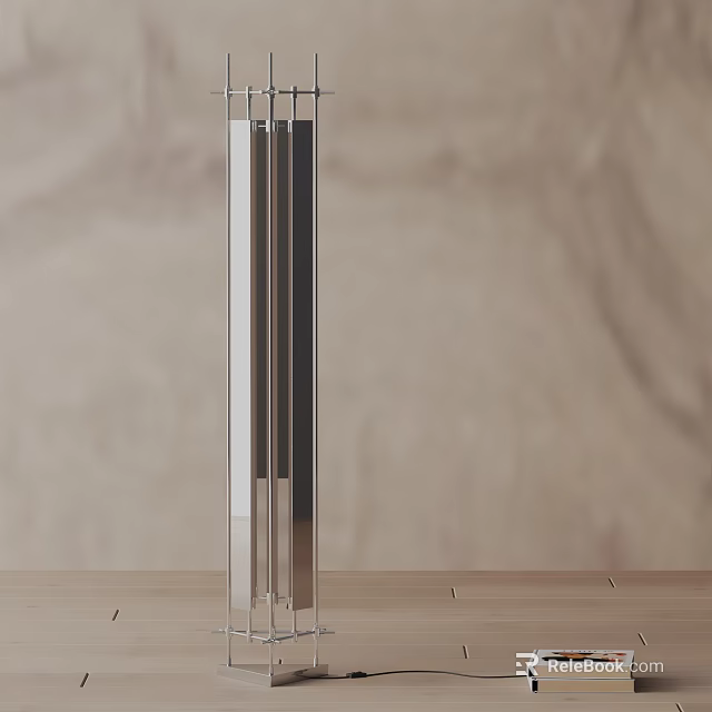 Sleek Modern Floor Lamp With Vertical Metallic Design For Living Room Decor 3d model 