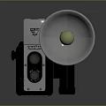 Vintage Retro Digital Camera With Metal Horn And Green Sphere Design