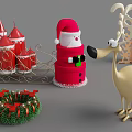 Christmas Food Display With Red Candles Sleigh Snowman Reindeer And Wreath Decor