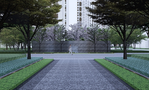 Modern residential landscape demonstration area 3d model