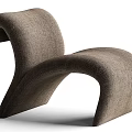 Modern Curved Lounge Chair With Upholstered Fabric Design And Sleek Beige Color