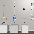Wall Mounted Cleaning Tools With White Basins And Towel Rack In Bathroom