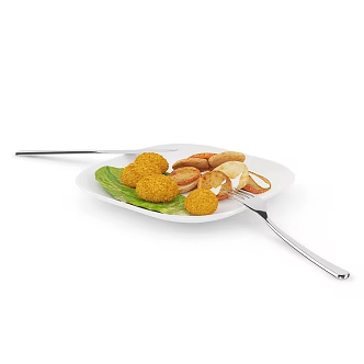 fried chicken nuggets meat food 3d model