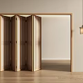 Wooden Folding Door With Multiple Panels Modern Minimalist Style Light Colored Wall And Wooden Floor