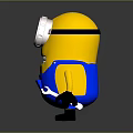 Cute Minion Stuffed Figure with Yellow Body Blue Overalls Big Round Eye and Smiling Face