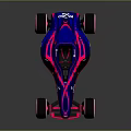 Modern Blue And Purple Race Car With Pink Accents And Sleek Streamlined Design