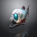 Skull Like Fish With Blue Eyes Colorful Scales And Sharp Teeth