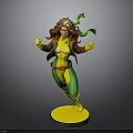 Superhero Figurine With Brown Hair Yellow Green Bodysuit Green Headband Yellow Base Running Pose
