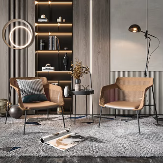 Modern leisure table and chair combination leisure chair side combination 3d model