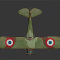 Vintage Green Brown Biplane Model With Circular Emblems For Aviation And Space Exploration