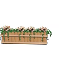 Wooden Flower Planter with White Pink Flowers and Green Vines Decoration