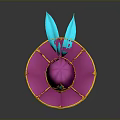 Pink And Yellow Decorative Hat With Blue Streamers And Gemstone Accents