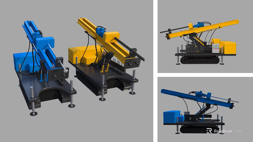 Industrial Equipment With Tracked Chassis Drilling Arm And Mechanical Components 3d model 