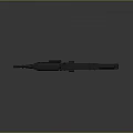 Gray Machine Gun with Barrel Magazine and Stock on Gray Background with Focused Light