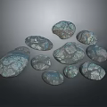 Natural Wooden Stone Collection With Gray Blue Hues Various Sizes Different Shapes And Textured Surfaces
